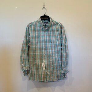 Men’s Club Room Tech Woven Button Down Shirt NWT Size M - B